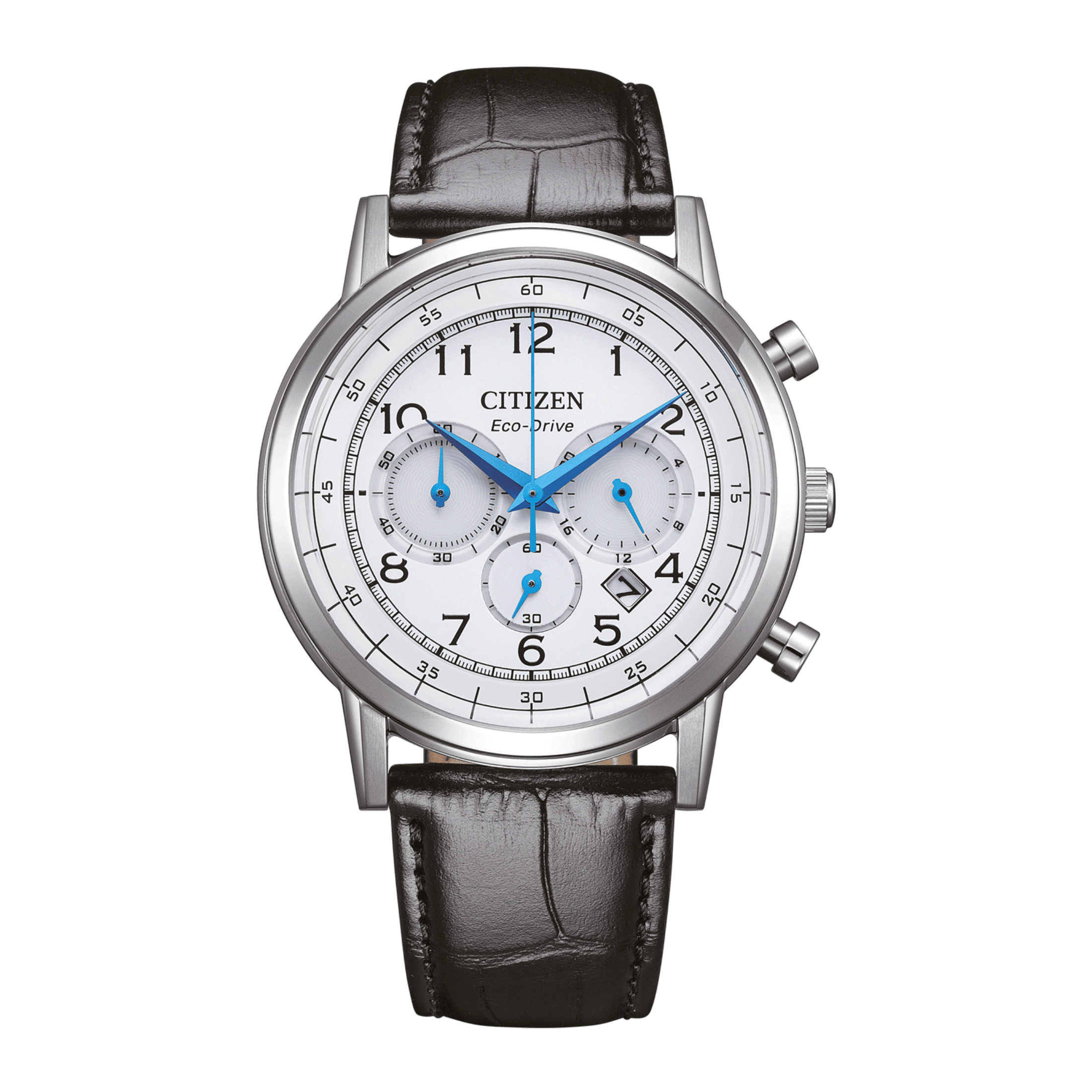 Citizen Platform Eco-Drive Classic Chrono silver dial leather strap 42 mm