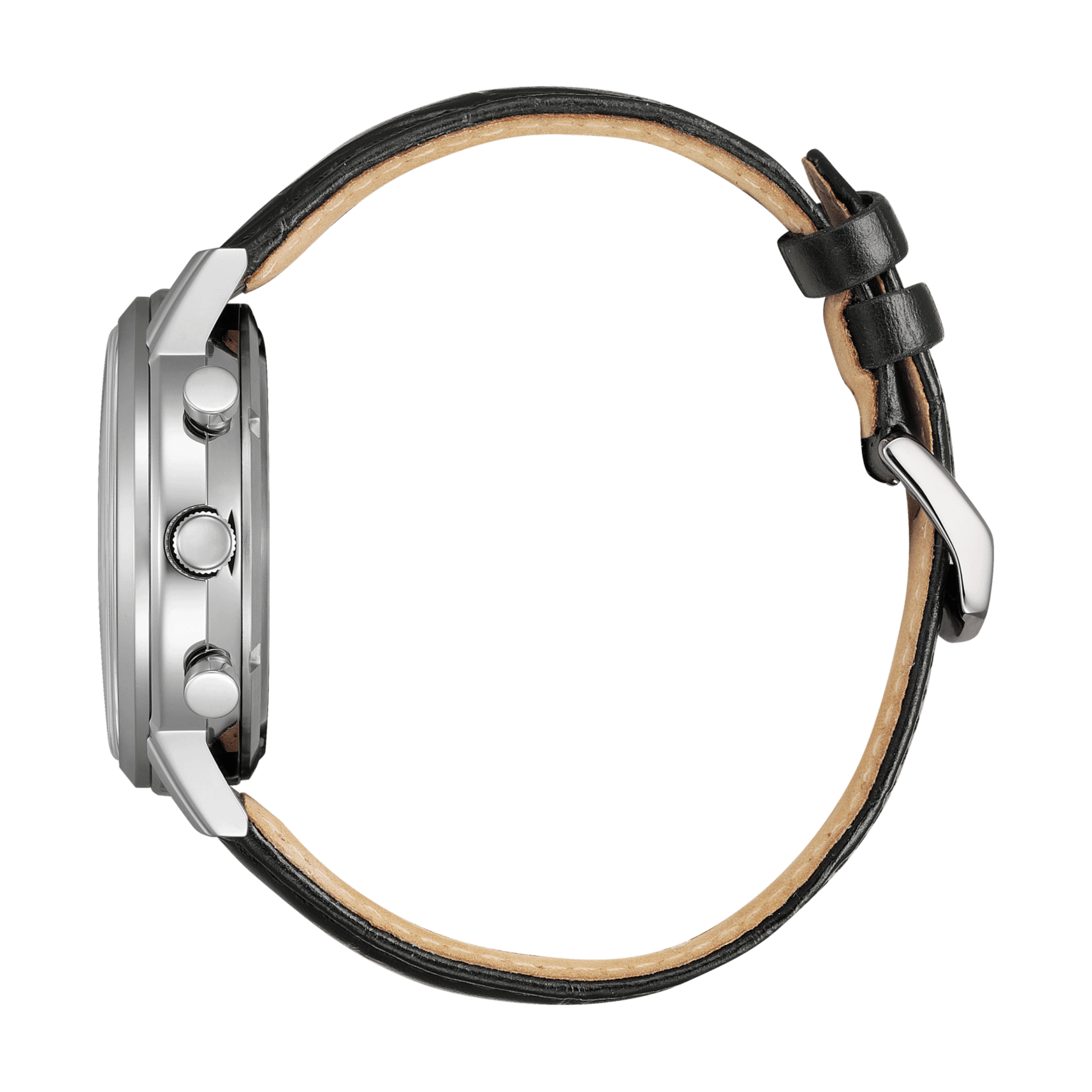 Montre Citizen Platform Eco-Drive Classic Chrono cadran argenté bracelet cuir 42 mm