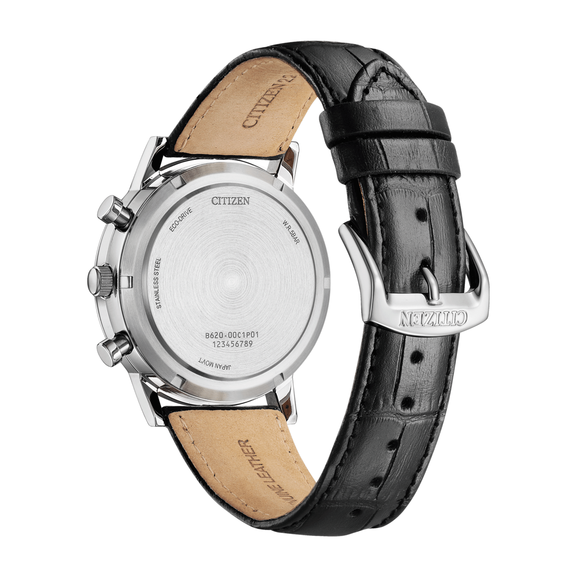 Citizen Platform Eco-Drive Classic Chrono silver dial leather strap 42 mm