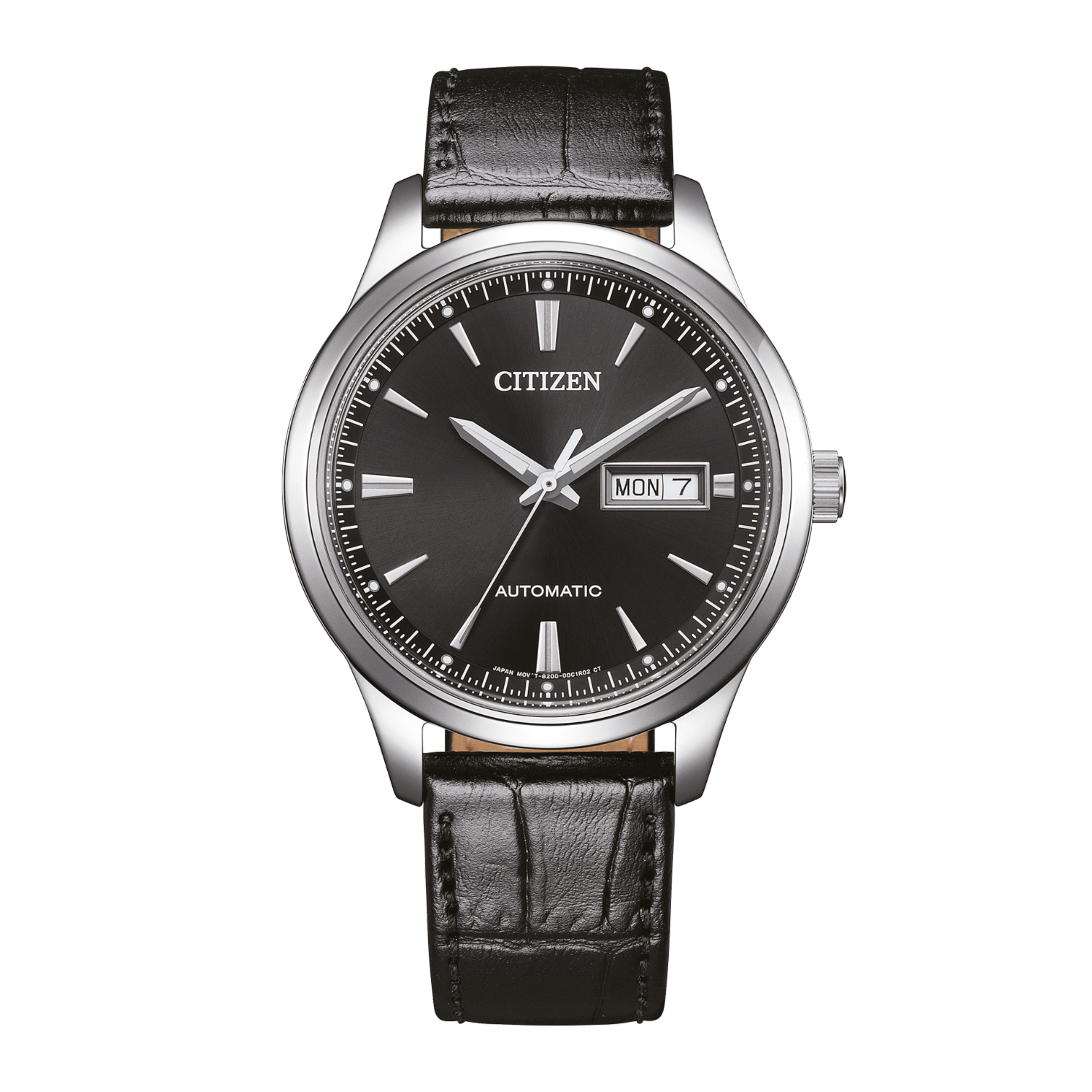 Citizen Platform Mechanical Day Date automatic black dial leather strap 40 mm