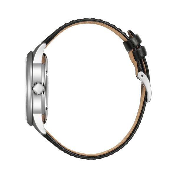 Montre Citizen Platform Mechanical Day Date automatique cadran noir bracelet cuir 40 mm