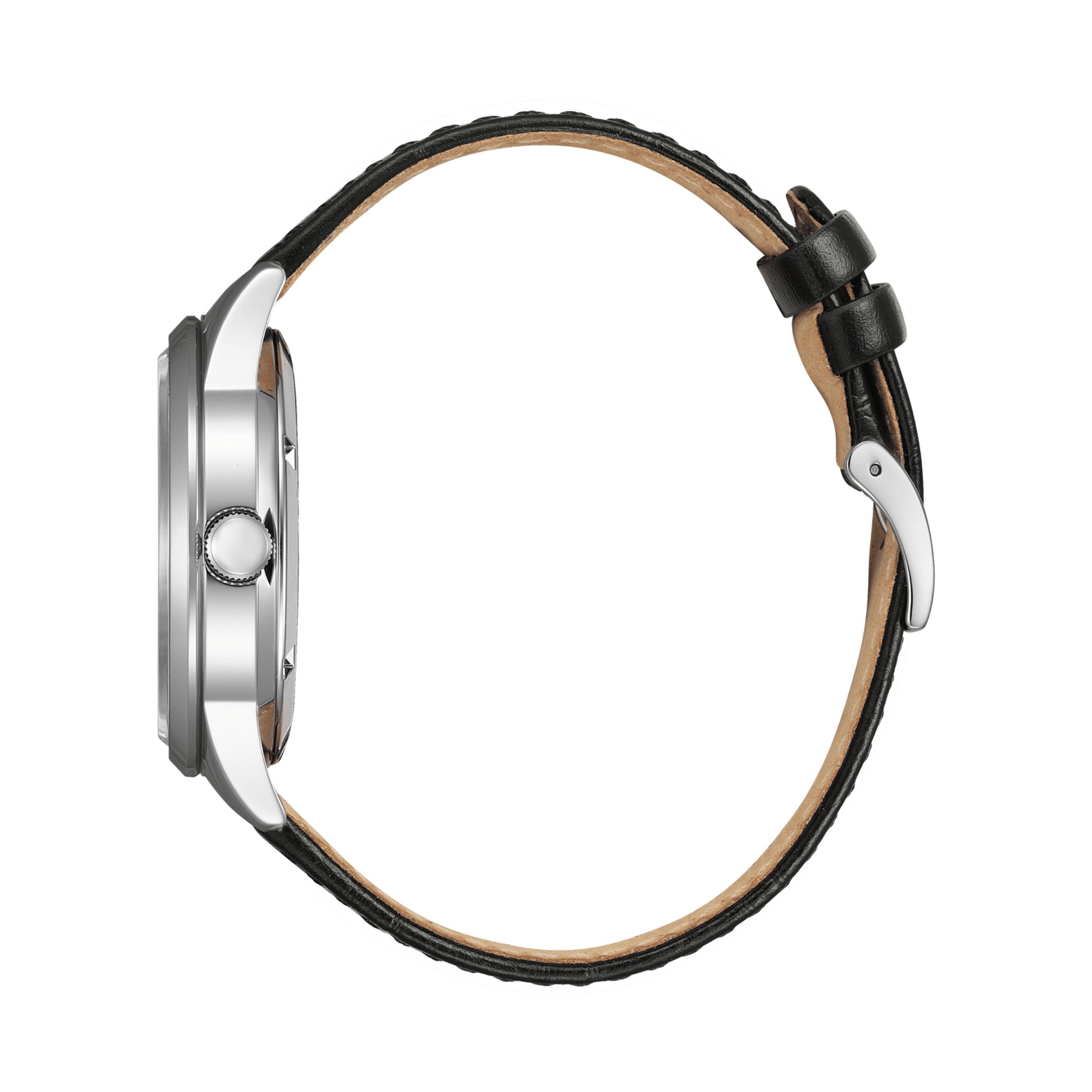 Montre Citizen Platform Mechanical Day Date automatique cadran noir bracelet cuir 40 mm