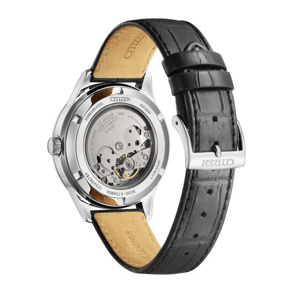 Citizen Platform Mechanical Day Date automatic black dial leather strap 40 mm