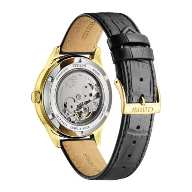 Montre Citizen Platform Mechanical Day Date automatique cadran blanc bracelet cuir 40 mm