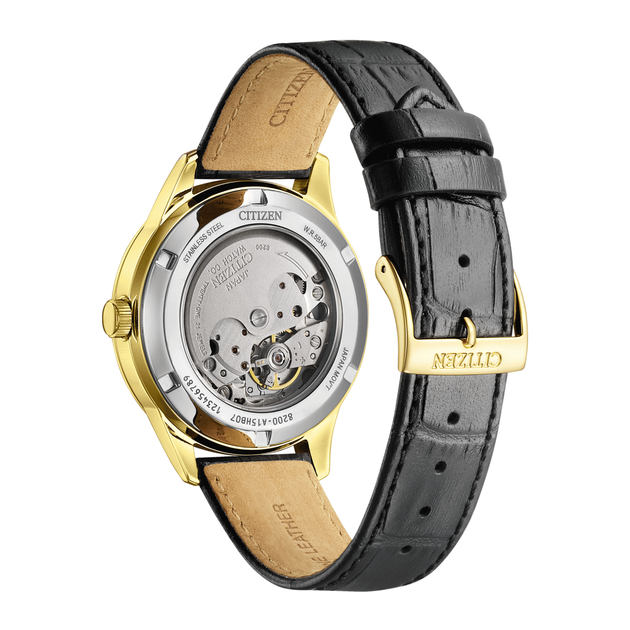 Montre Citizen Platform Mechanical Day Date automatique cadran blanc bracelet cuir 40 mm