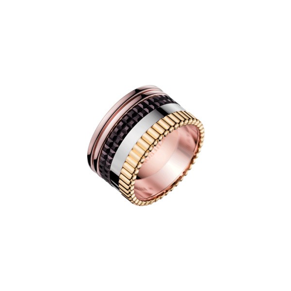 Bague Boucheron Quatre Classique Large trois ors et PVD marron JRG00257