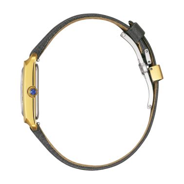 Montre Citizen L Square Bianca Eco-Drive PVD Or jaune cadran doré bracelet cuir 32,5 x 19,5 mm