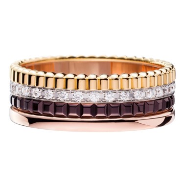 Bague Boucheron Quatre Classique small trois ors diamants et PVD marron