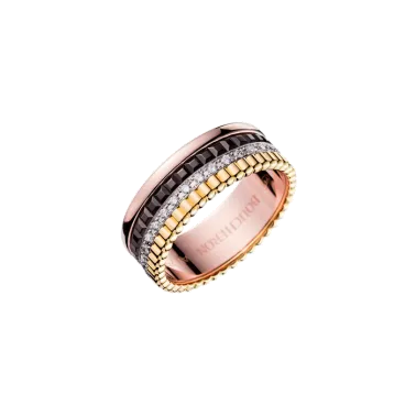 Bague Boucheron Quatre Classique small trois ors diamants et PVD marron JRG00627