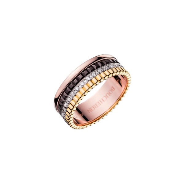 Bague Boucheron Quatre Classique small trois ors diamants et PVD marron JRG00627