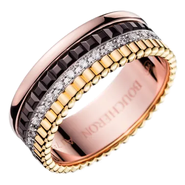 Bague Boucheron Quatre Classique small trois ors diamants et PVD marron JRG00627