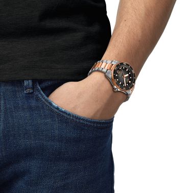 Montre Tissot Seastar 1000 PVD Or Rose Powermatic 80 cadran gris bracelet acier 40 mm T120.807.22.051.01