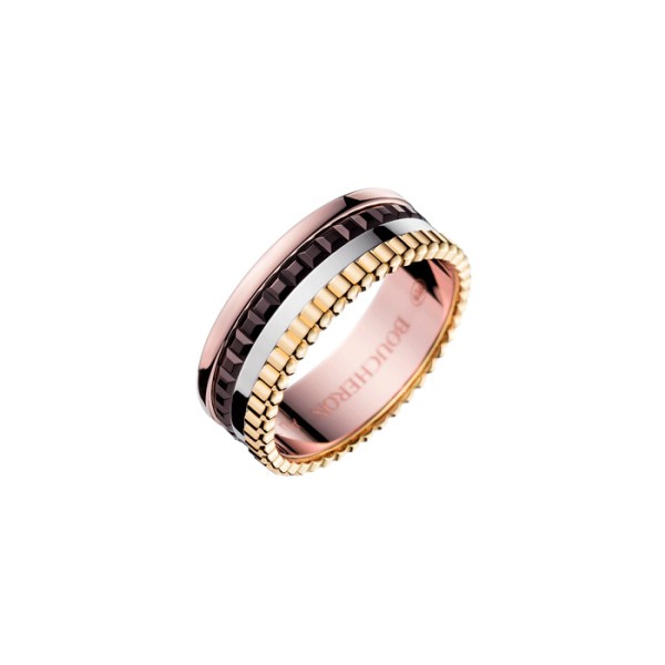 Bague Boucheron Quatre Classique small trois ors et PVD marron JRG00290