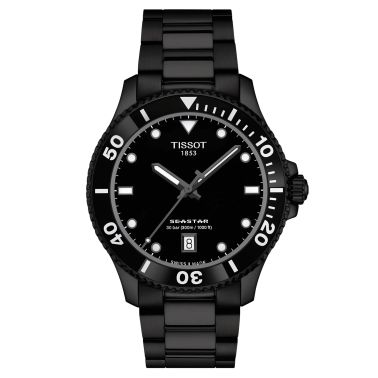 Montre Tissot Seastar 1000 PVD Noir quartz cadran noir bracelet acier pvd noir 40 mm T120.410.33.051.00
