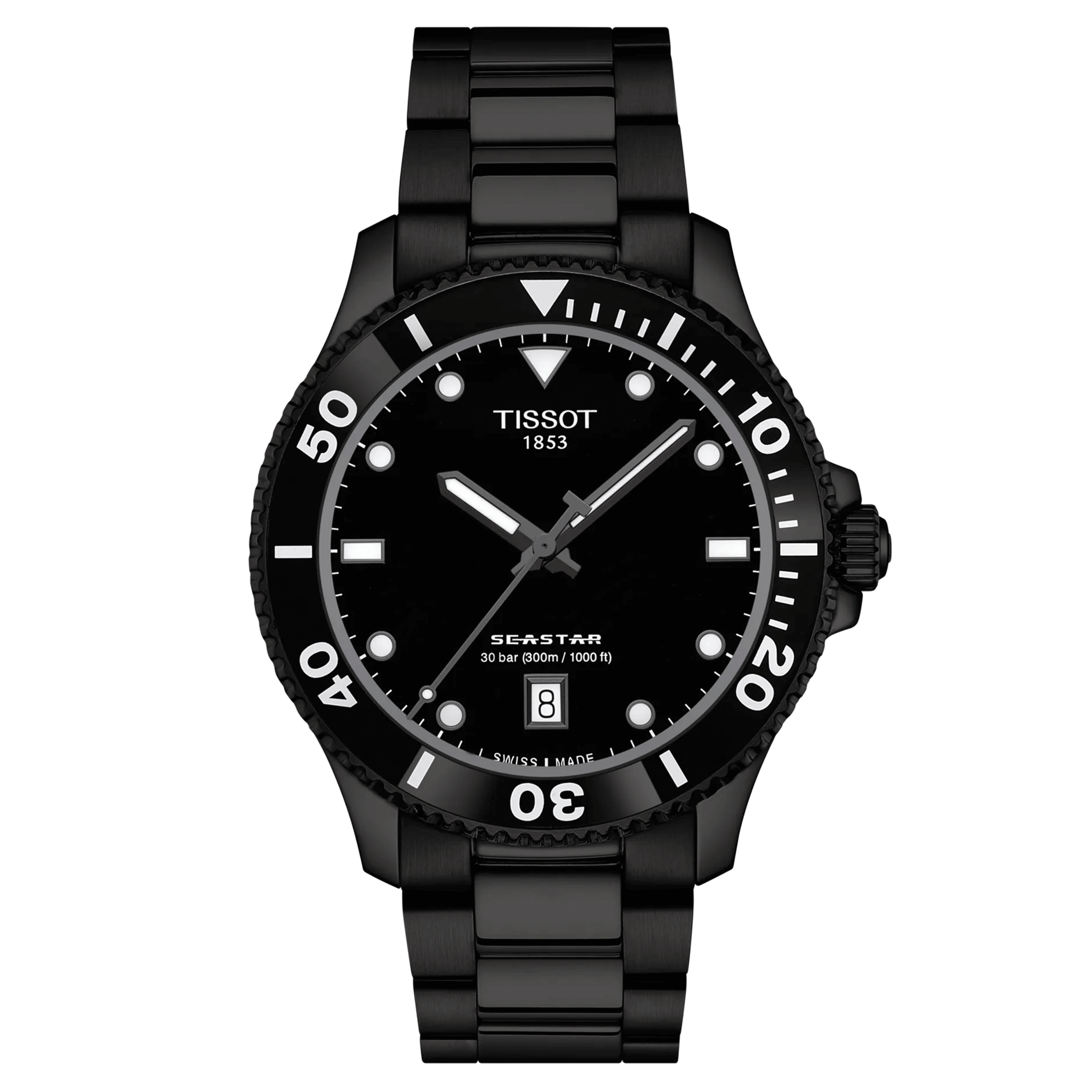 Tissot Seastar 1000 PVD Black quartz watch black dial black pvd steel bracelet 40 mm T120.410.33.051.00