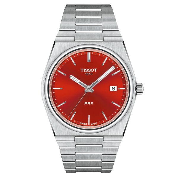 Montre Tissot PRX quartz cadran rouge bracelet acier 40 mm T137.410.11.421.00