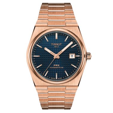 Tissot PRX Powermatic 80 automatic watch blue dial stainless steel bracelet pvd rose gold 40 mm T137.407.33.041.00