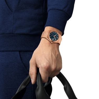 Tissot PRX Powermatic 80 automatic watch blue dial stainless steel bracelet pvd rose gold 40 mm T137.407.33.041.00