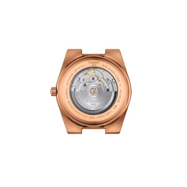 Tissot PRX Powermatic 80 automatic watch blue dial stainless steel bracelet pvd rose gold 40 mm T137.407.33.041.00