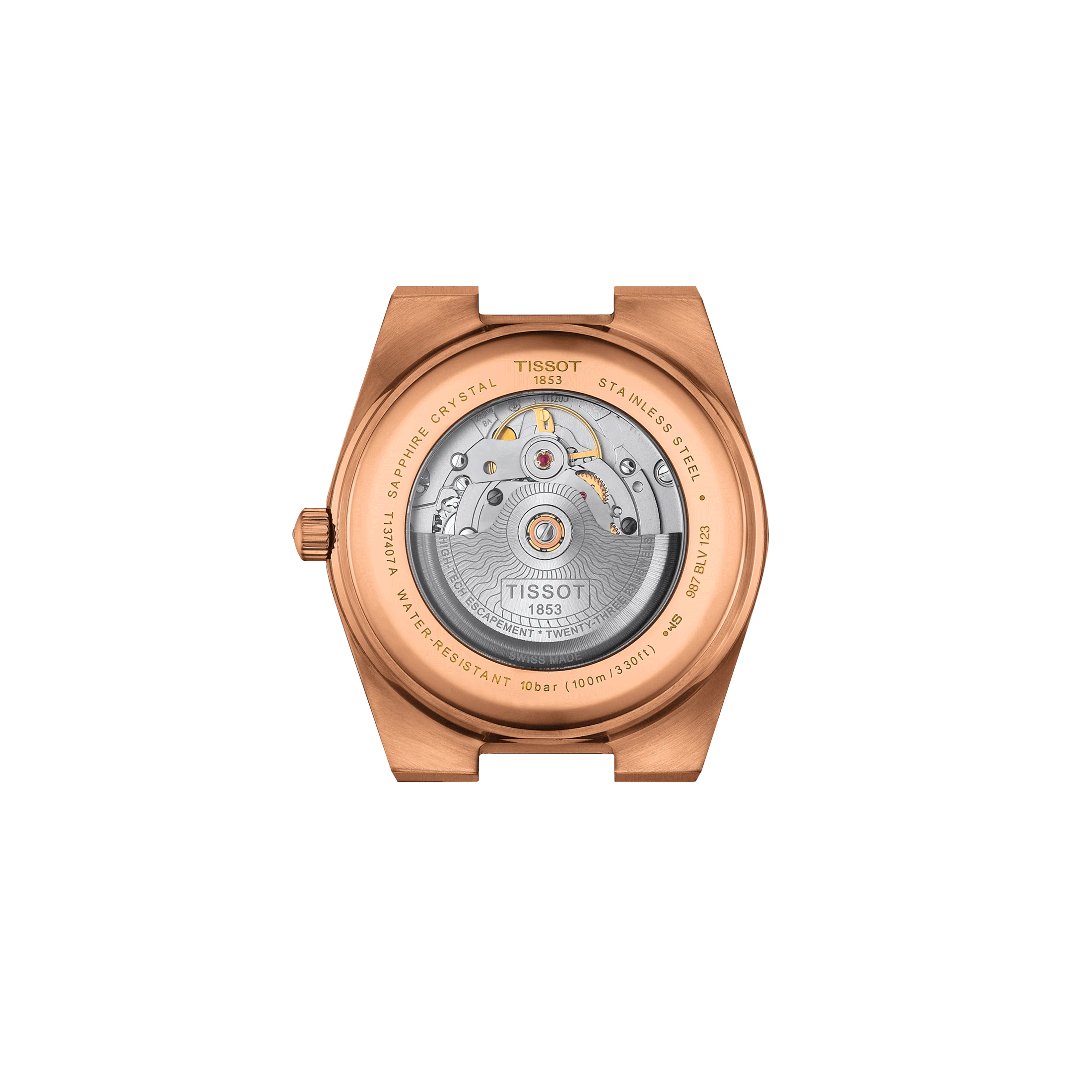 Tissot PRX Powermatic 80 automatic watch blue dial stainless steel bracelet pvd rose gold 40 mm T137.407.33.041.00