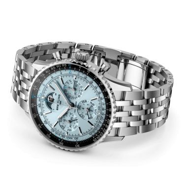 Montre Breitling Navitimer B19 Chronograph 43 Perpetual Calendar automatique cadran bleu glacier bracelet acier43 mm