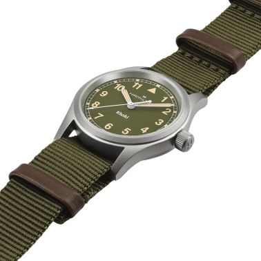 Hamilton Khaki Field quartz watch kaki dial kaki NATO strap 33 mm