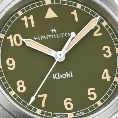 Hamilton Khaki Field quartz watch kaki dial kaki NATO strap 33 mm