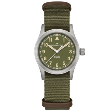 Montre Hamilton Khaki Field quartz cadran kaki bracelet NATO kaki 33 mm