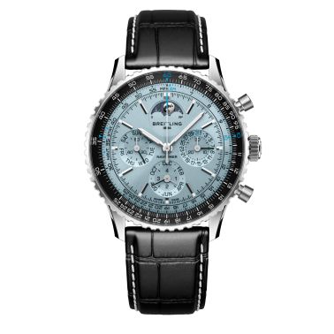 Breitling Navitimer B19 Chronograph 43 Perpetual Calendar automatic ice blue dial leather strap 43 mm