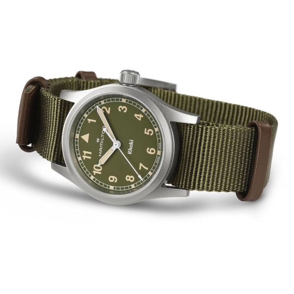 Hamilton Khaki Field quartz watch kaki dial kaki NATO strap 33 mm