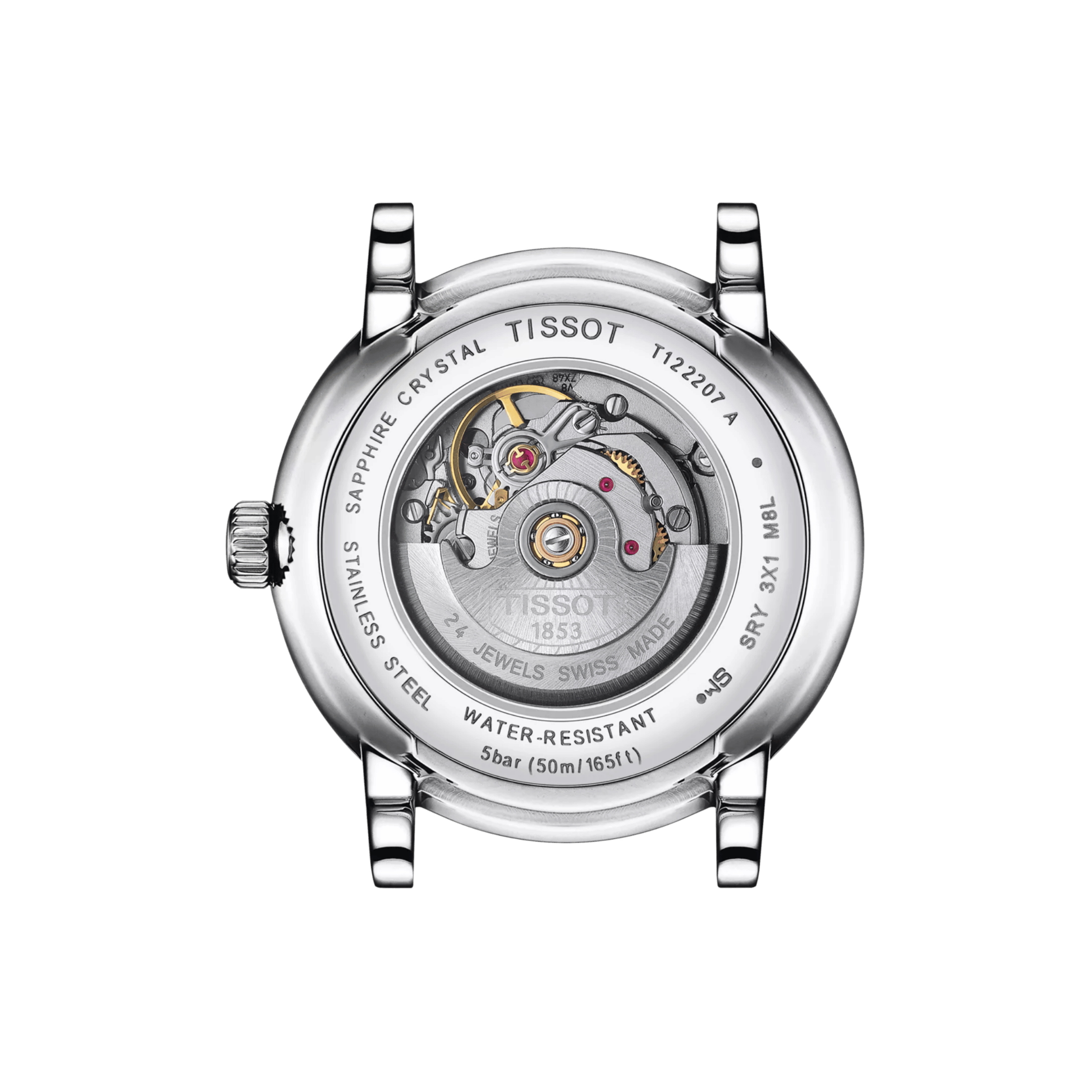 Tissot T-Classic Carson Premium Lady automatic white dial diamonds leather strap 30 mm