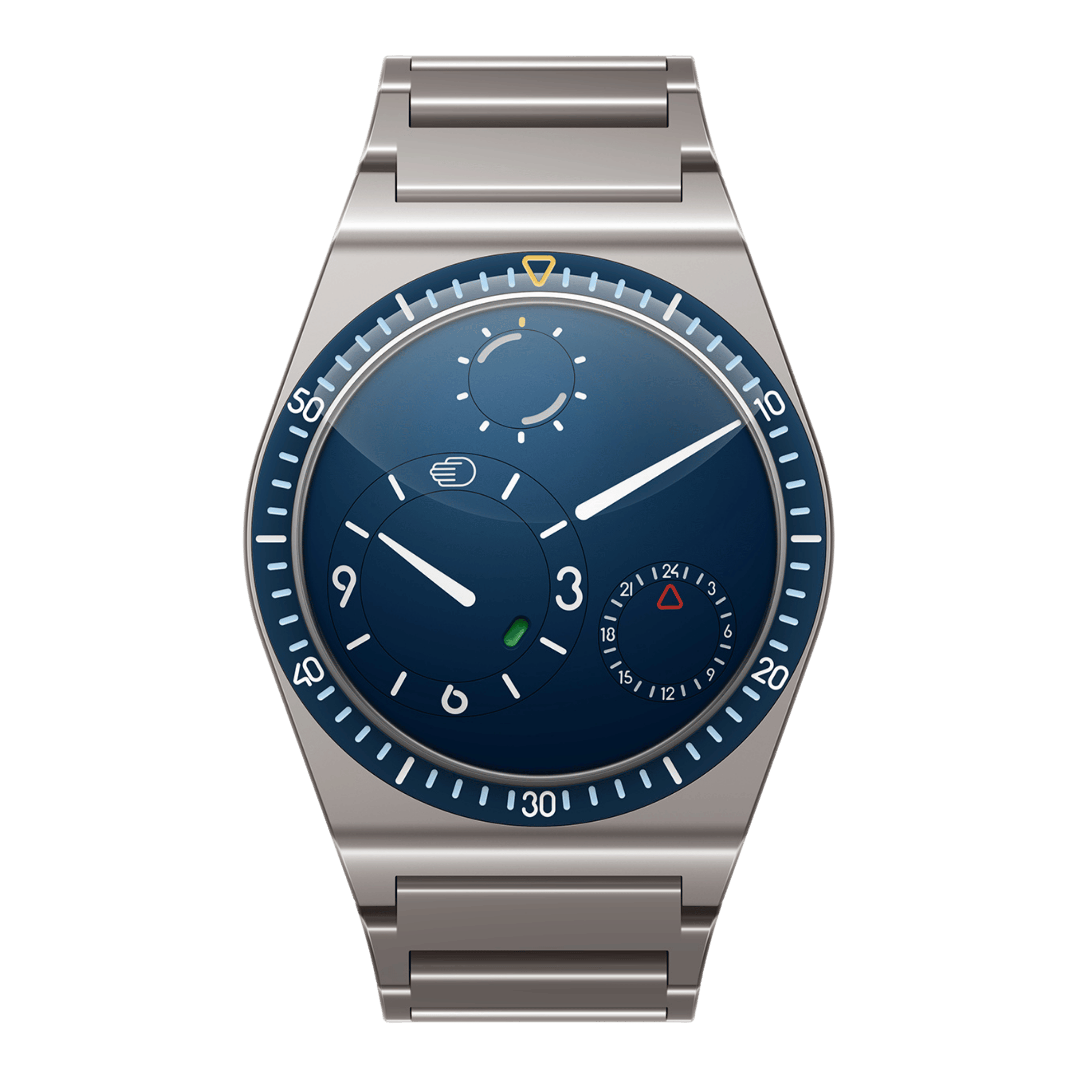 Ressence Type 7 Night Blue GMT automatic titanium bracelet 41 mm
