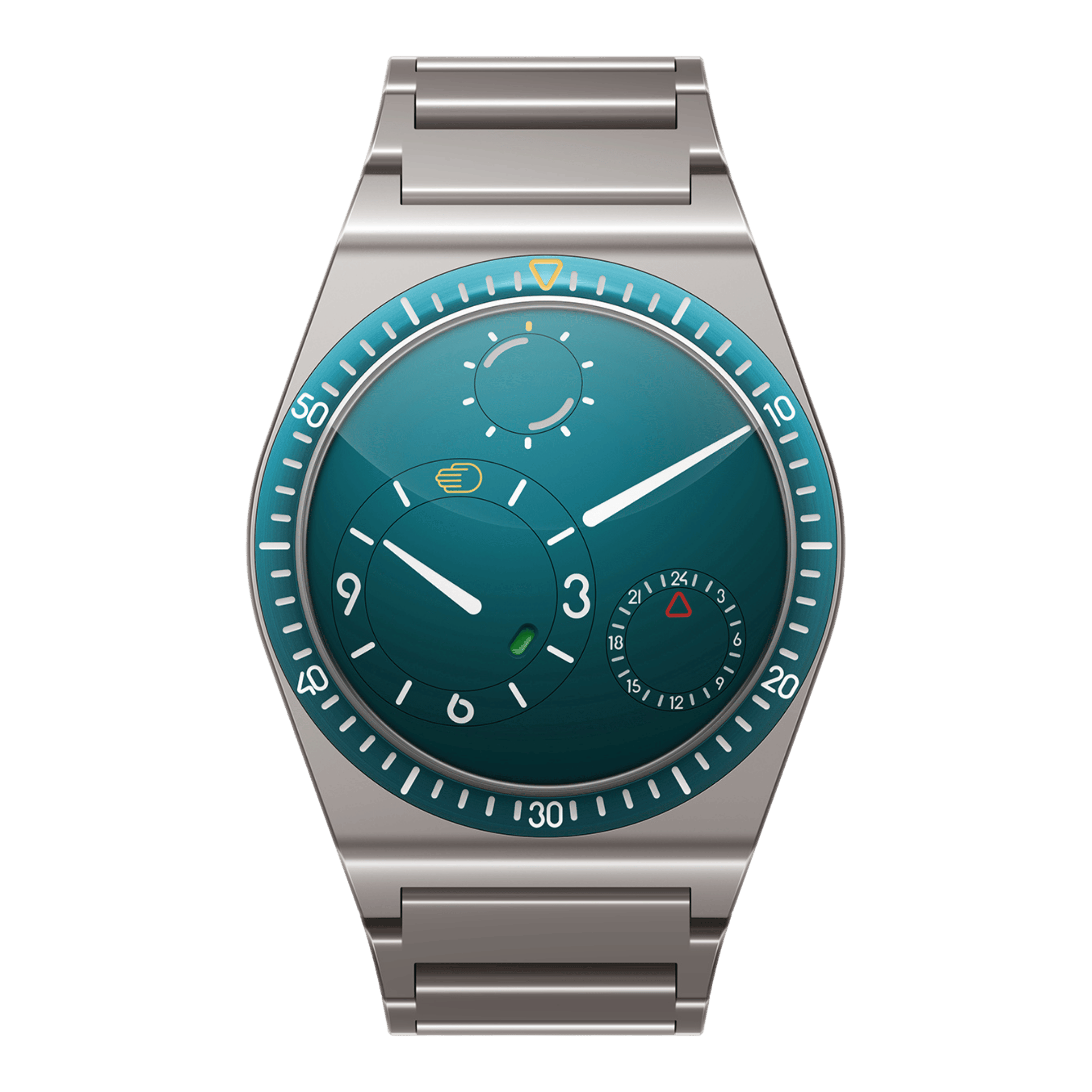 Ressence Type 7 XV Aquamarine GMT automatic titanium bracelet 41 mm