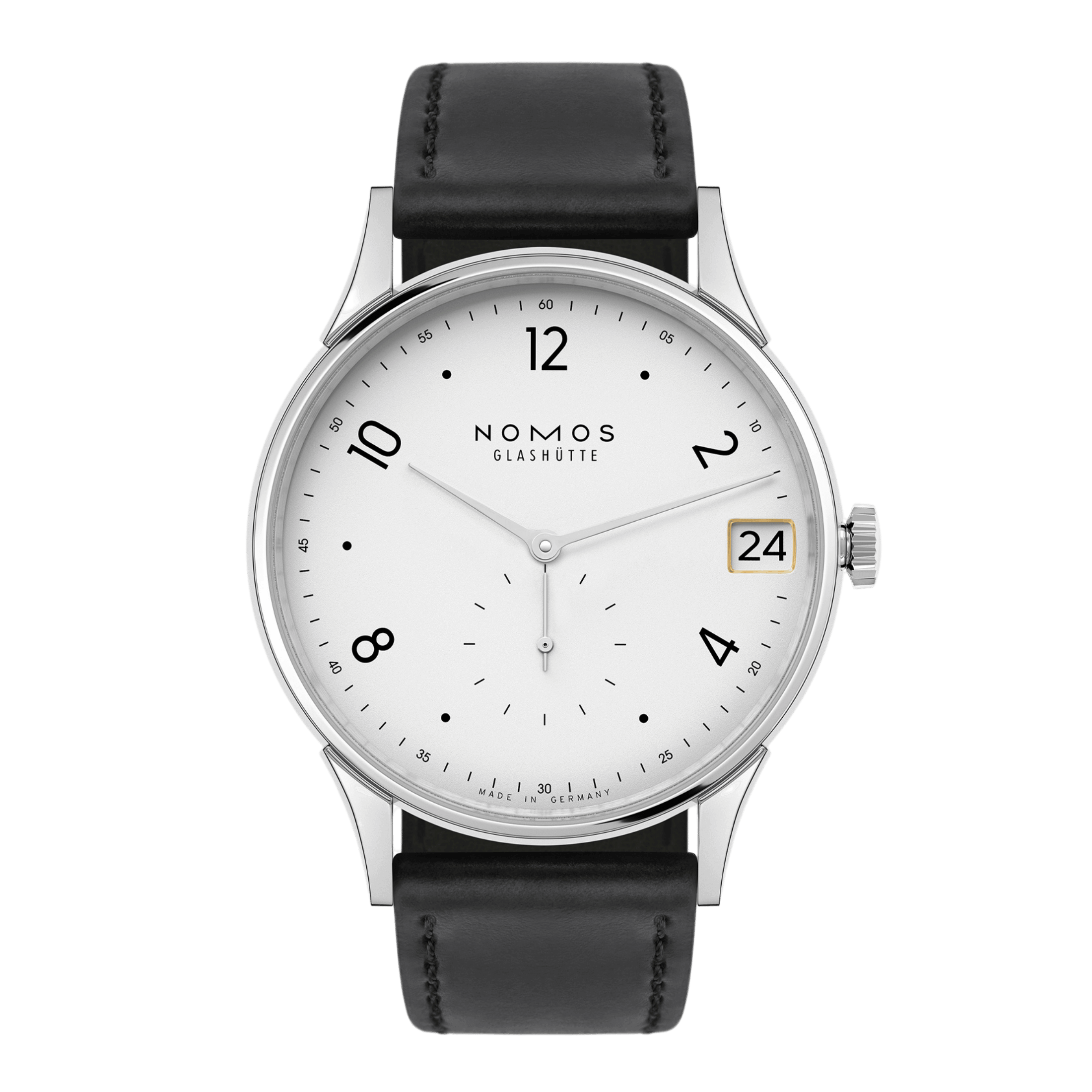 NOMOS Minimatik 39 Date automatic white dial leather strap 39mm