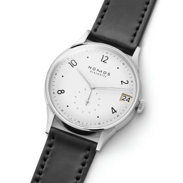 NOMOS Minimatik 39 Date automatic white dial leather strap 39mm