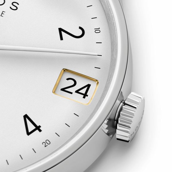 NOMOS Minimatik 39 Date automatic white dial leather strap 39mm