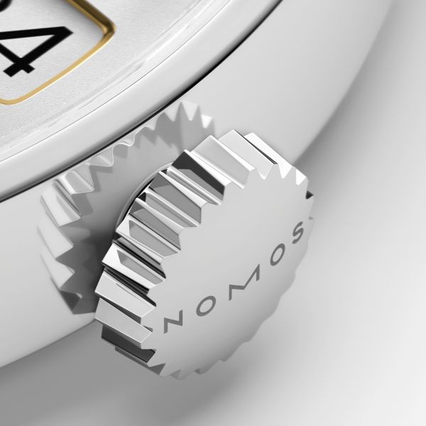 Montre NOMOS Minimatik 39 Date automatique cadran blanc argenté automatique bracelet cuir 39 mm