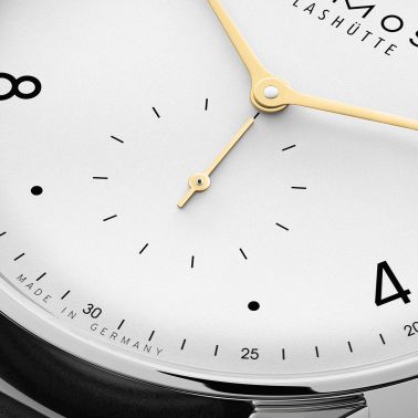 NOMOS Minimatik 39 Date Gold automatic white dial leather strap 39mm