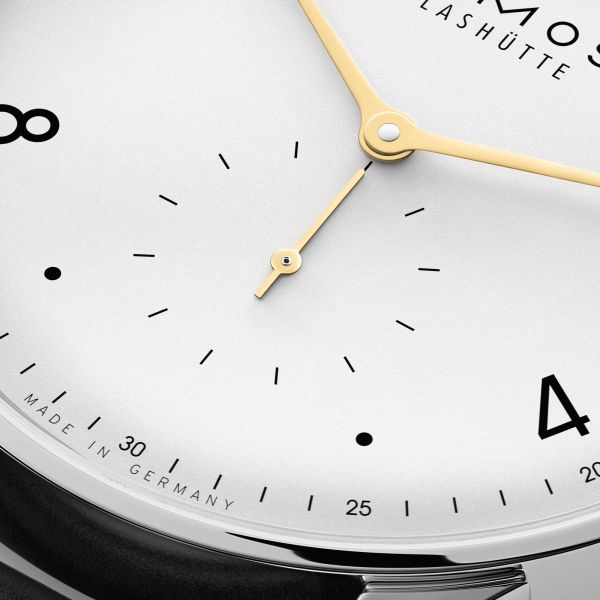 NOMOS Minimatik 39 Date Gold automatic white dial leather strap 39mm