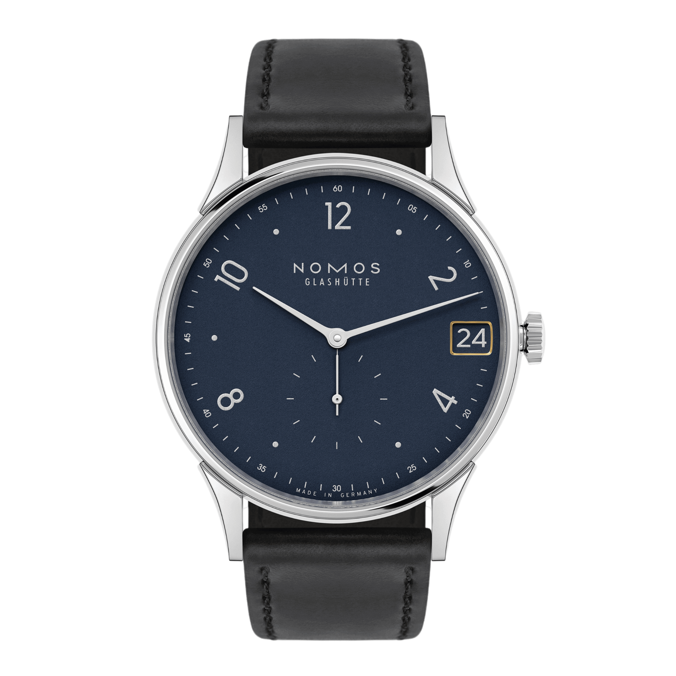 Montre NOMOS Minimatik 39 Date Blue automatique cadran bleu automatique bracelet cuir 39 mm