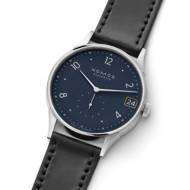 NOMOS Minimatik 39 Date Blue automatic blue dial leather strap 39mm