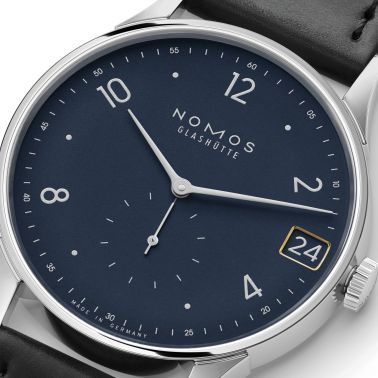 NOMOS Minimatik 39 Date Blue automatic blue dial leather strap 39mm