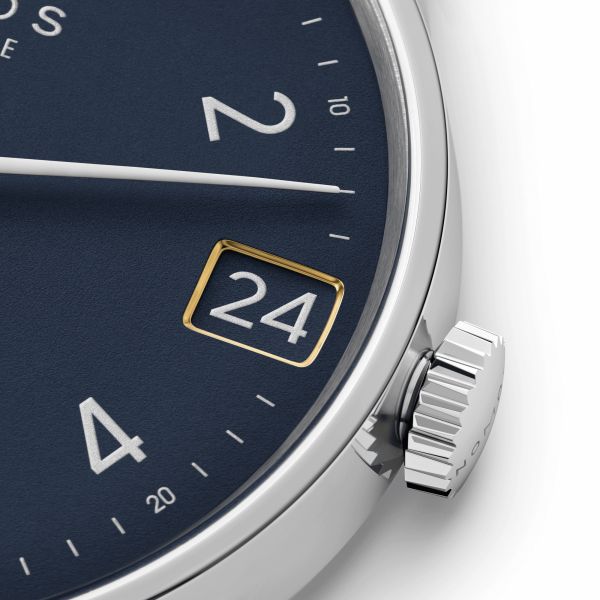 Montre NOMOS Minimatik 39 Date Blue automatique cadran bleu automatique bracelet cuir 39 mm