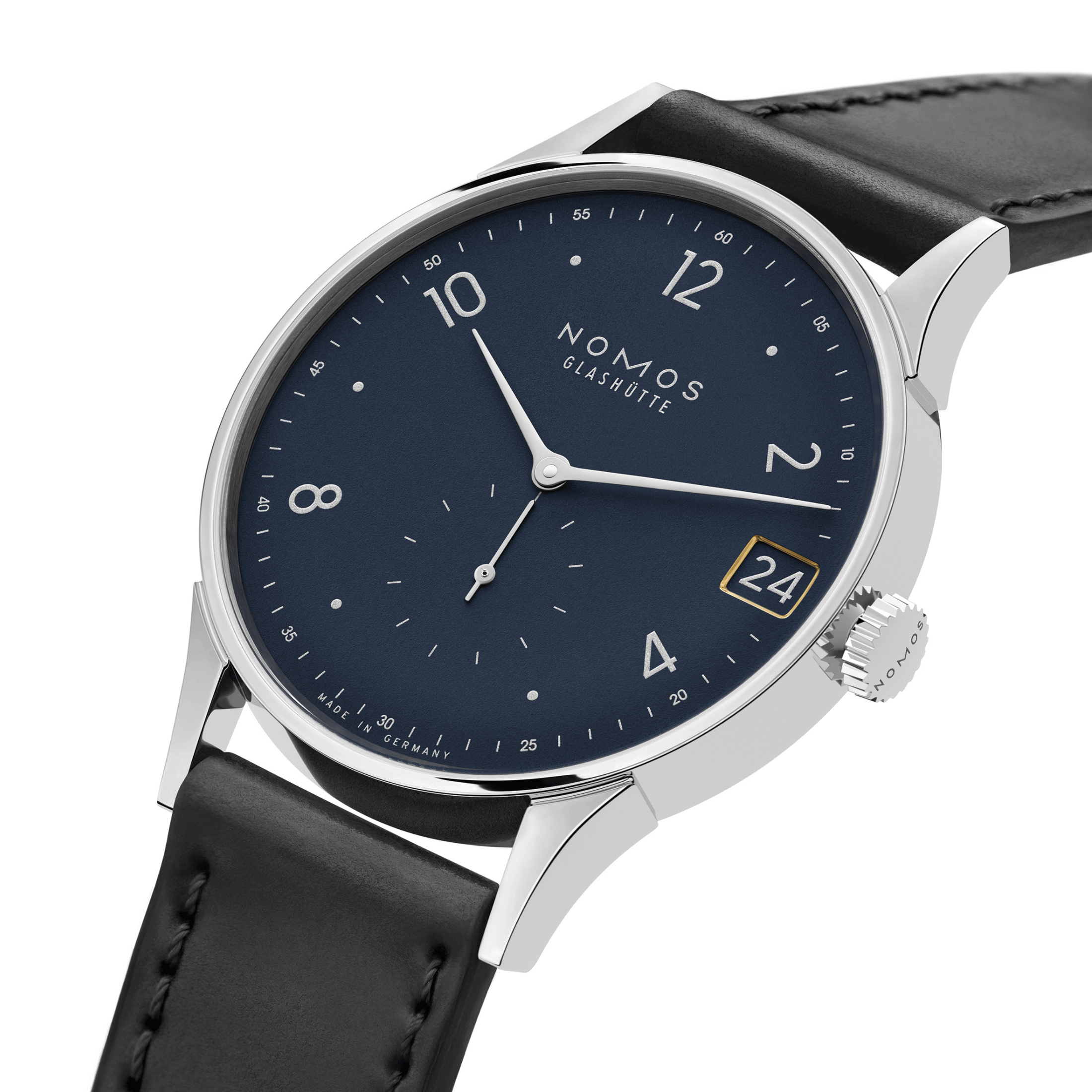 NOMOS Minimatik 39 Date Blue automatic blue dial leather strap 39mm