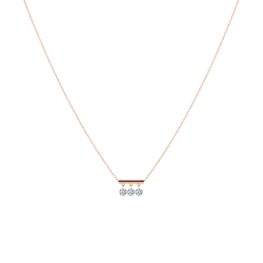 Collier La Brune et La Blonde Pampilles en or rose 3 diamants taille brillant 0,30 carat - Soldat_PL