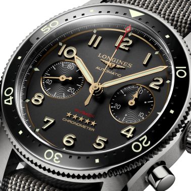 Longines Spirit Flyback Titanium automatic watch anthracite dial NATO strap 42 mm