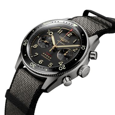 Longines Spirit Flyback Titanium automatic watch anthracite dial NATO strap 42 mm