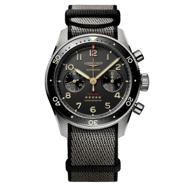 Montre Longines Spirit Flyback Titane automatique cadran anthracite bracelet NATO gris 42 mm L3.821.1.53.2