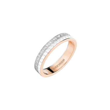 Alliance Boucheron Quatre White Edition en or rose céramique blanche et diamants