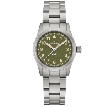 Montre Hamilton Khaki Field quartz cadran kaki bracelet acier 33 mm